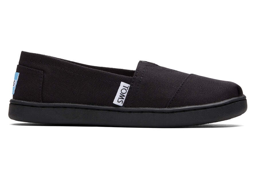 Youth Alpargata Black Canvas Kids Shoe Side View Opens in a modal