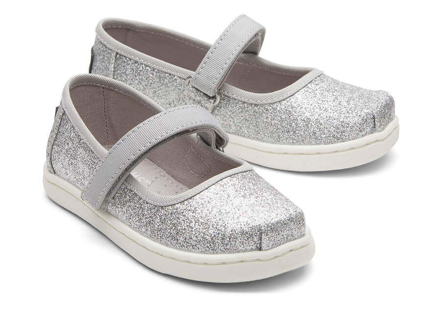 Tiny Mary Jane Silver Toddler Shoe Front View Opens in a modal