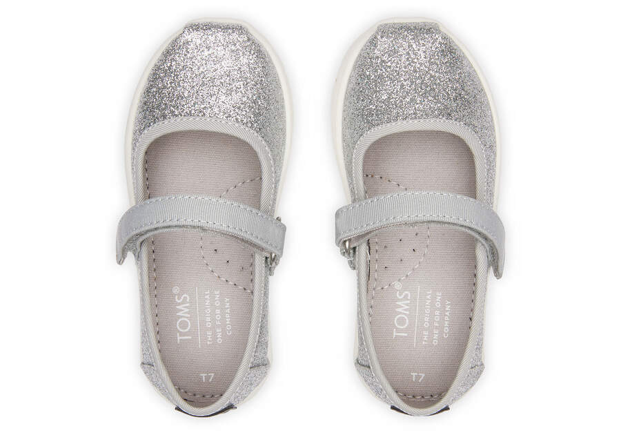 Tiny Mary Jane Silver Toddler Shoe Top View Opens in a modal