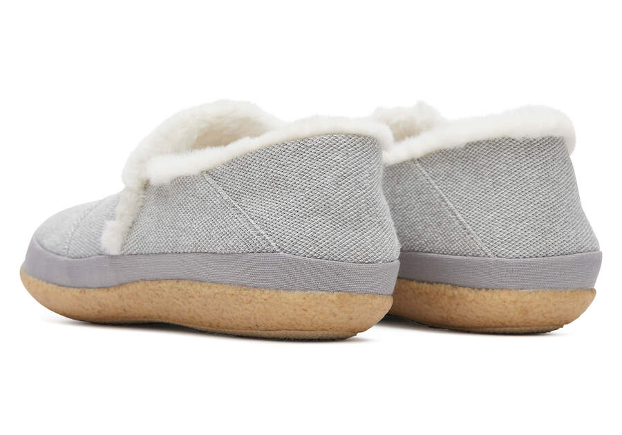 India Drizzle Grey Faux Fur Slipper Back View Opens in a modal