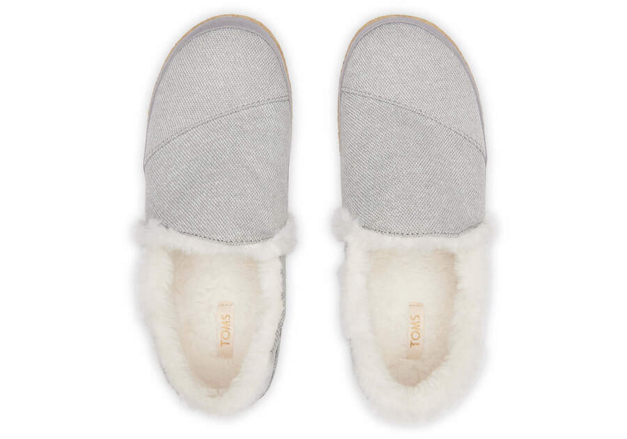 India Drizzle Grey Faux Fur Slipper Top View Opens in a modal