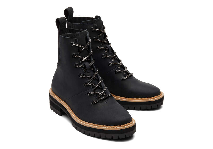 Frankie Black Water Resistant Lace-Up Boot Front View Opens in a modal