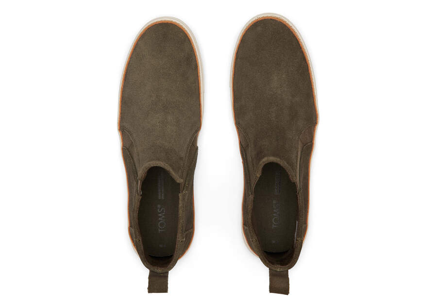 Bryce Olive Suede Slip On Sneaker Top View Opens in a modal