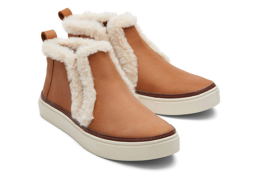 Bryce Brown Leather Faux Fur Slip On Sneaker Front View Opens in a modal