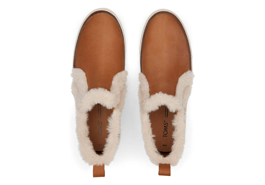 Bryce Brown Leather Faux Fur Slip On Sneaker Top View Opens in a modal