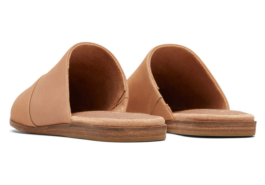 Jade Tan Leather Slip On Flat Back View Opens in a modal