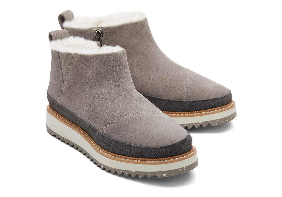 Marlo Grey Water Resistant Faux Fur Boot Front View Opens in a modal
