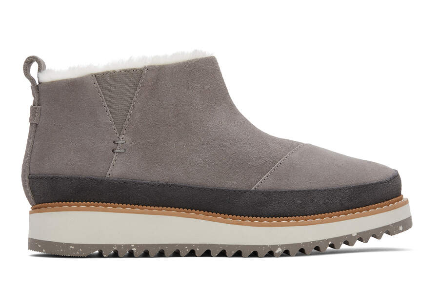 Marlo Grey Water Resistant Faux Fur Boot Side View Opens in a modal