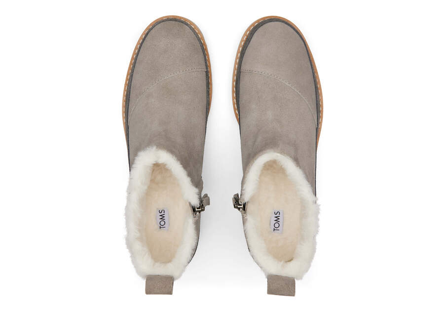 Marlo Grey Water Resistant Faux Fur Boot Top View Opens in a modal