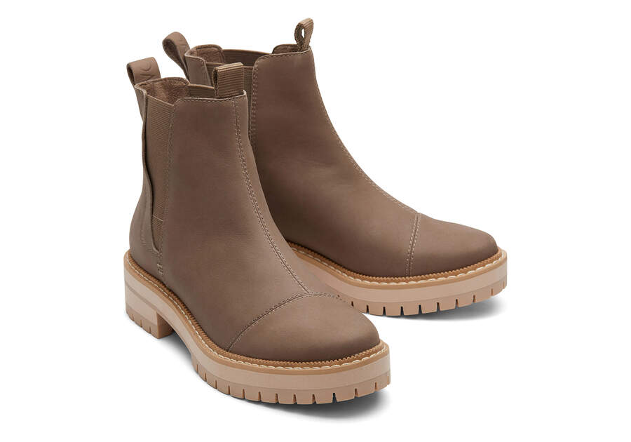 Dakota Taupe Water Resistant Leather Boot Front View Opens in a modal