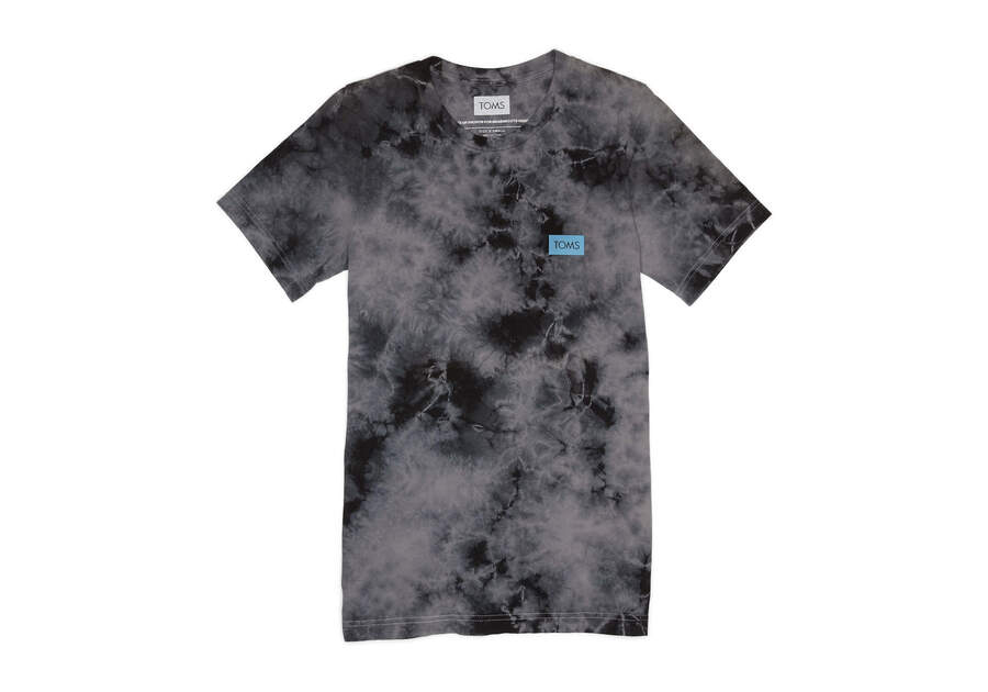 TOMS Tie-Dye Logo Short Sleeve Crew Tee Front View Opens in a modal