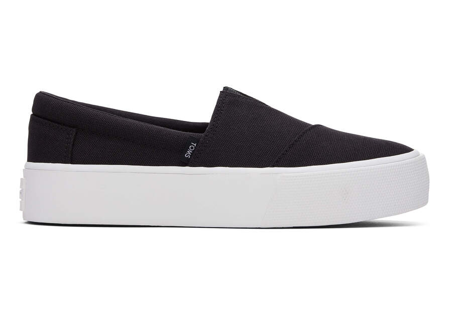Fenix Platform Black Canvas Slip On Sneaker Side View Opens in a modal