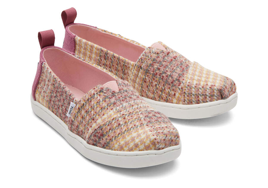 Youth Alpargata Plaid Tweed Kids Shoe Front View Opens in a modal