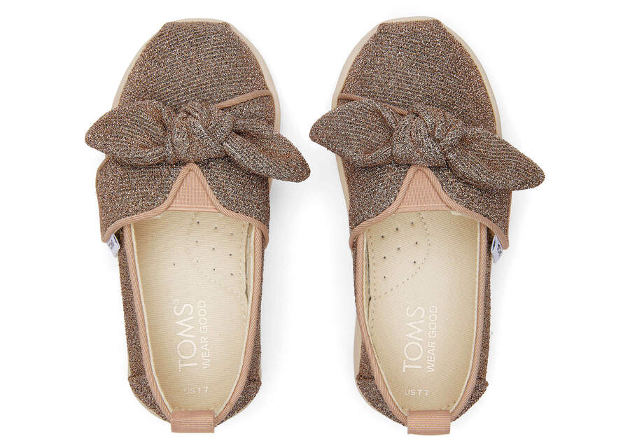 Tiny Alpargata Gold Sparkle Bow Toddler Shoe Top View Opens in a modal