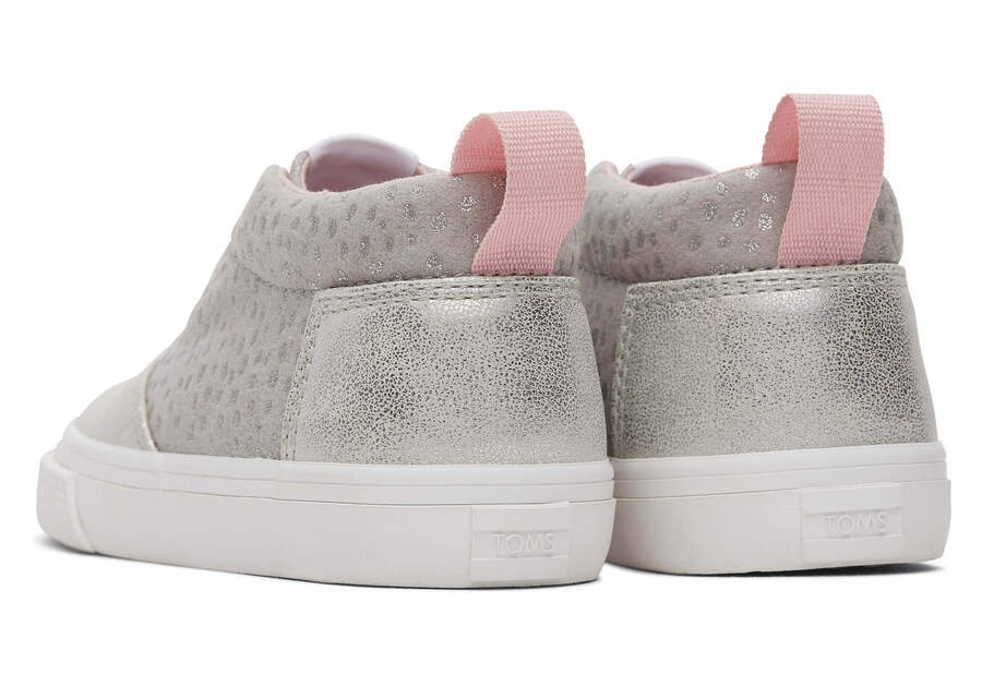 Tiny Fenix Mid Grey Foil Toddler Shoe Back View Opens in a modal