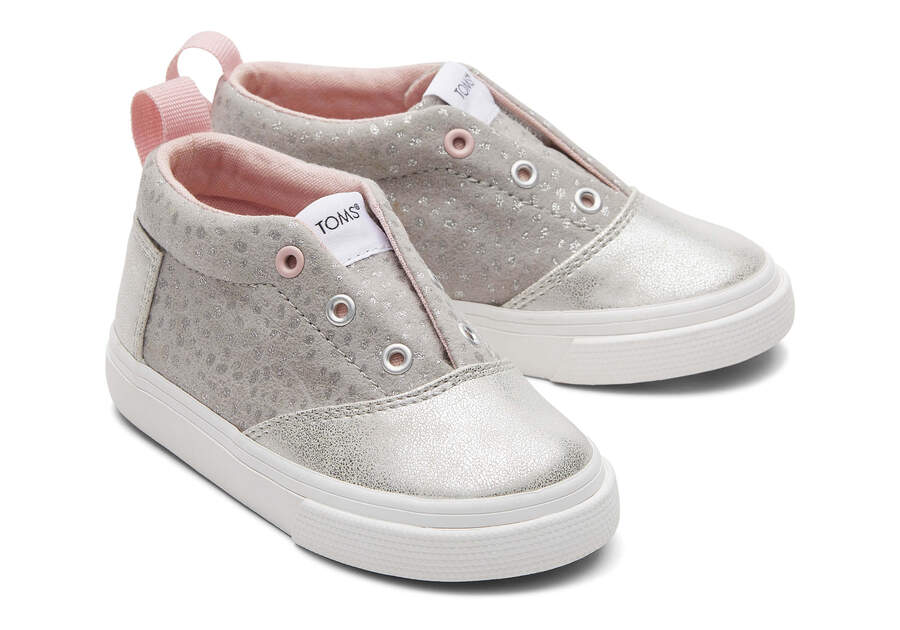 Tiny Fenix Mid Grey Foil Toddler Shoe Front View Opens in a modal
