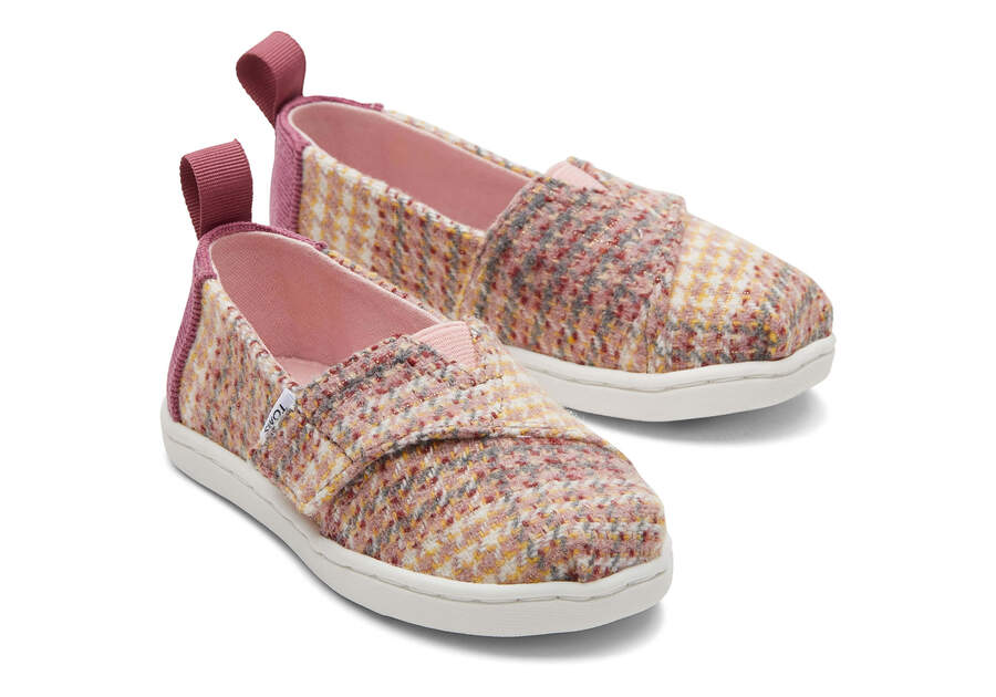 Tiny Alpargata Plaid Tweed Toddler Shoe Front View Opens in a modal