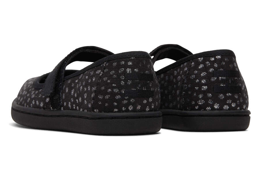 Tiny Mary Jane Black Foil Toddler Shoe Back View Opens in a modal