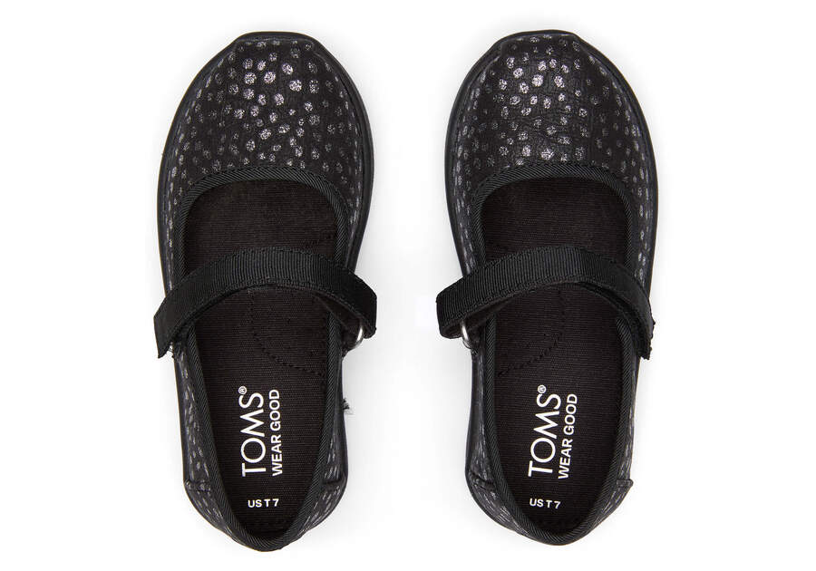 Tiny Mary Jane Black Foil Toddler Shoe Top View Opens in a modal