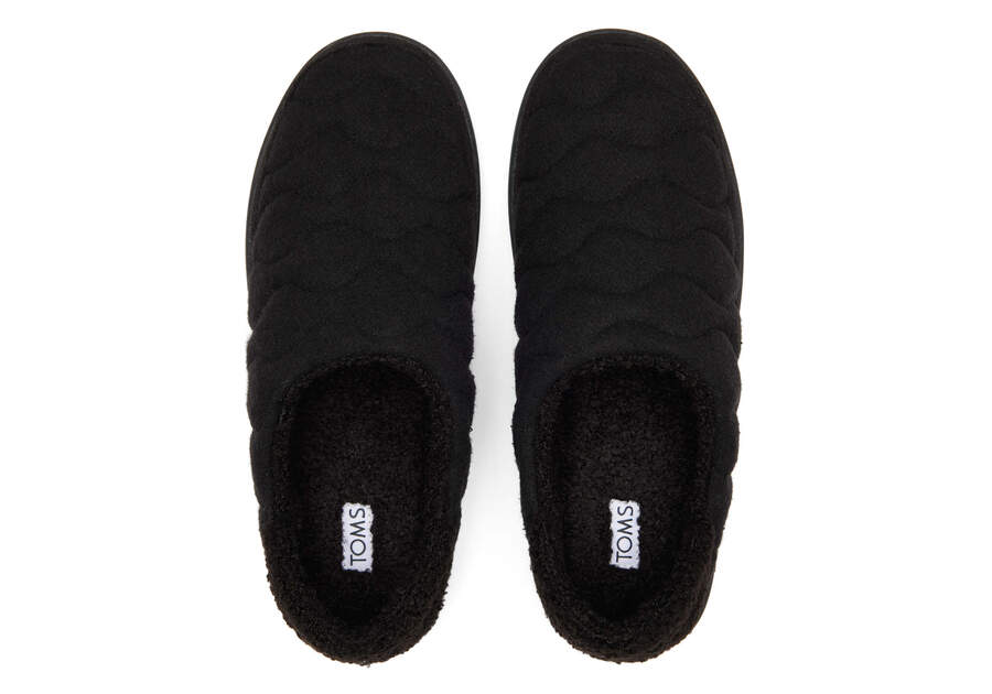 Ezra Black Quilted Convertible Slipper Top View Opens in a modal