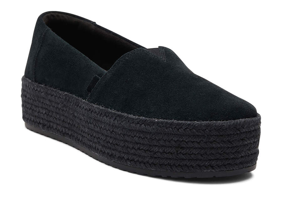 Valencia Black Suede Platform Espadrille  Additional View 1 Opens in a modal
