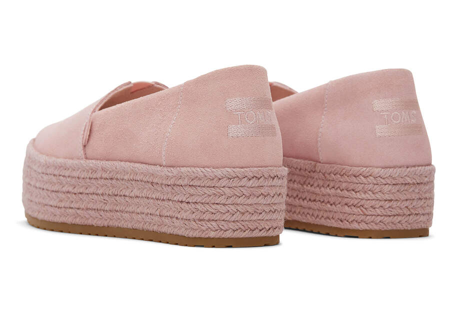Valencia Pink Suede Platform Espadrille  Back View Opens in a modal