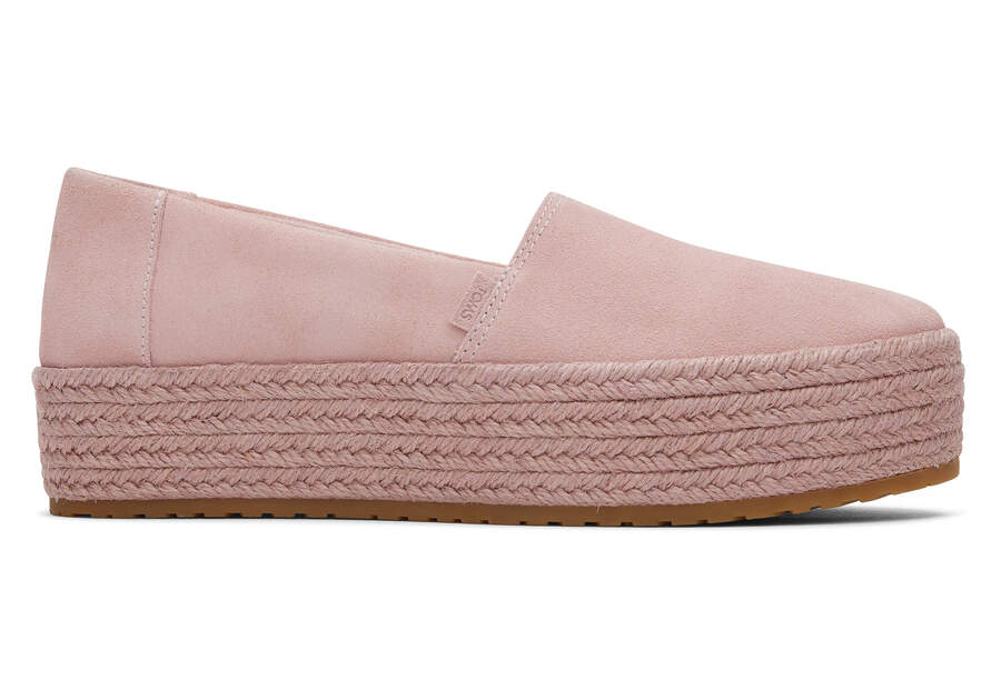 Valencia Pink Suede Platform Espadrille  Side View Opens in a modal