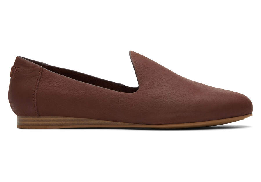 Darcy Chestnut Leather Flat Side View Opens in a modal