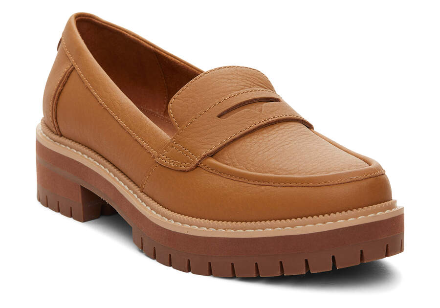 Cara Tan Leather Loafer Additional View 1 Opens in a modal