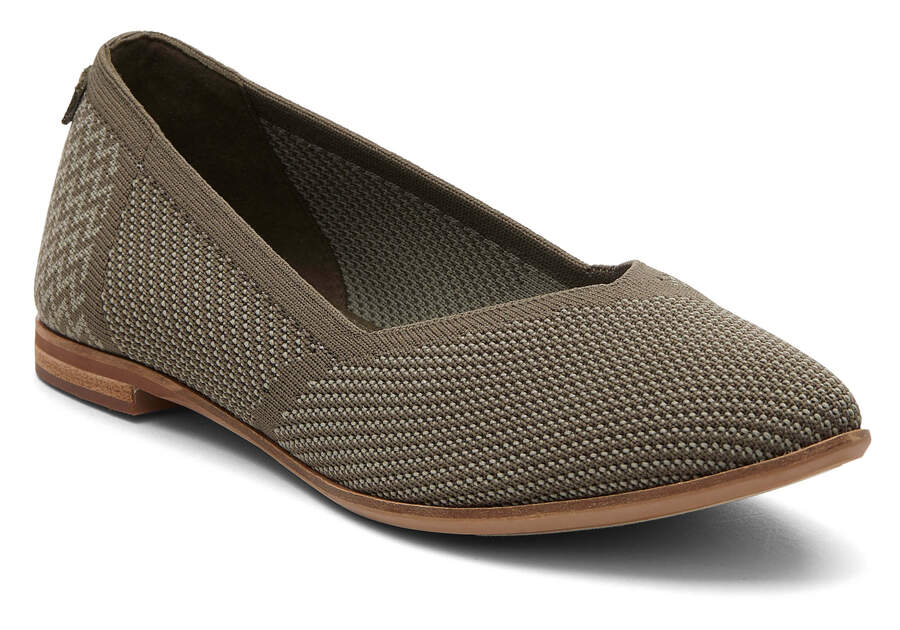 Jutti Neat Olive Knit Flat Additional View 1 Opens in a modal