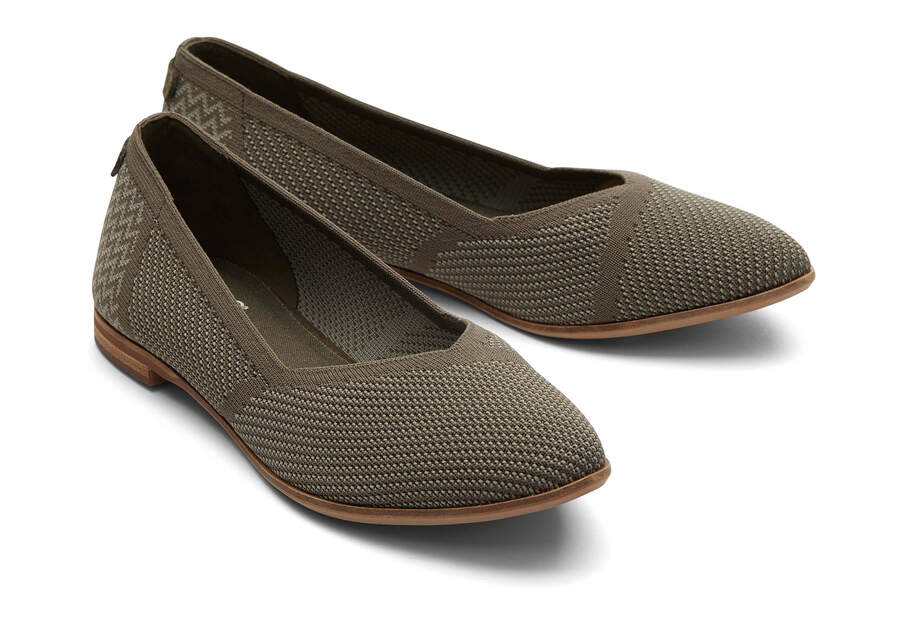 Jutti Neat Olive Knit Flat Front View Opens in a modal
