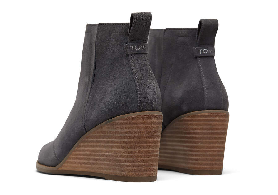 Clare Forged Iron Suede Wedge Boot Back View Opens in a modal