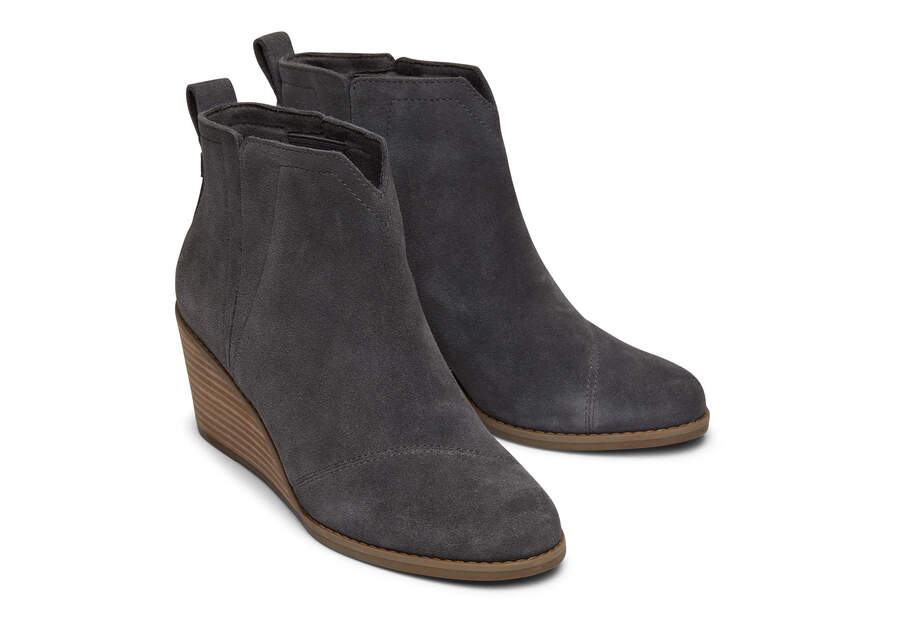 Clare Forged Iron Suede Wedge Boot Front View Opens in a modal