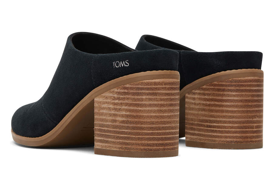 Evelyn Black Suede Mule Back View Opens in a modal