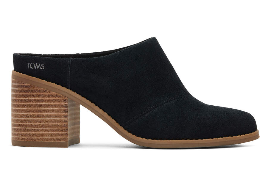 Evelyn Black Suede Mule Side View Opens in a modal