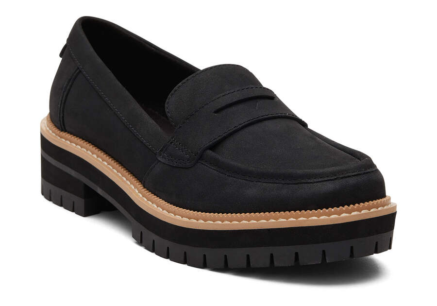 Cara Black Leather Loafer Additional View 1 Opens in a modal