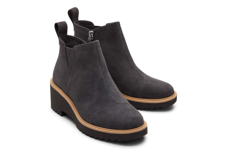 Maude Forged Iron Suede Wedge Boot Front View Opens in a modal