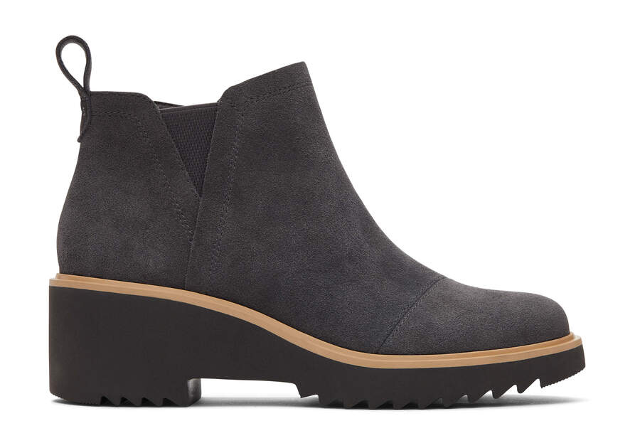 Maude Forged Iron Suede Wedge Boot Side View Opens in a modal