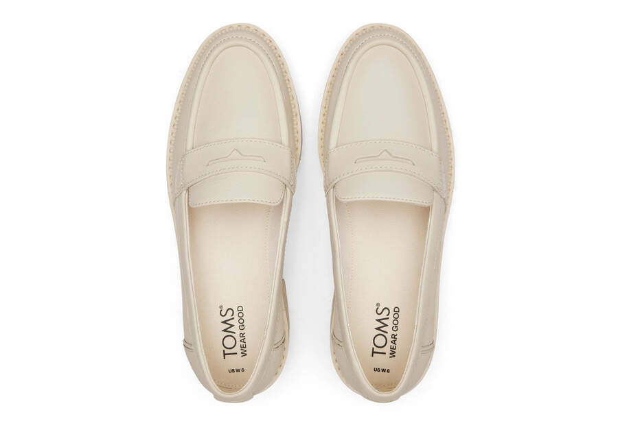 Cara Light Sand Leather Loafer Top View Opens in a modal