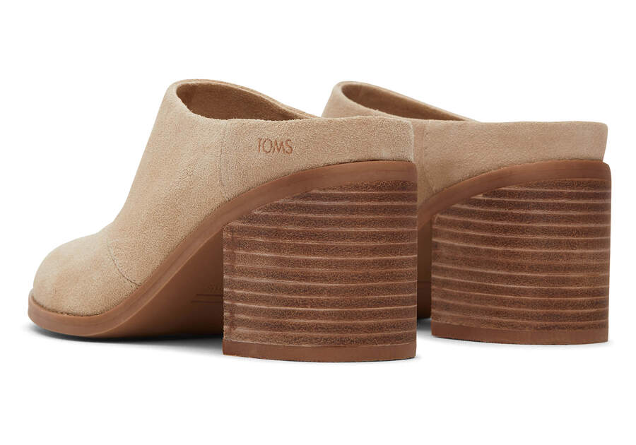 Evelyn Oatmeal Suede Mule Back View Opens in a modal