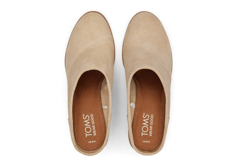 Evelyn Oatmeal Suede Mule Top View Opens in a modal