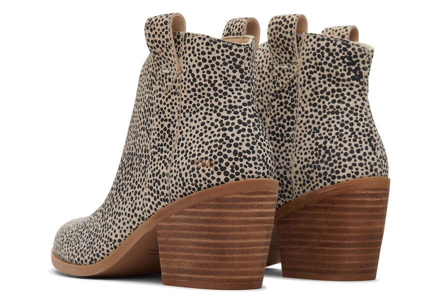 Constance Mini Cheetah Suede Heeled Boot Back View Opens in a modal