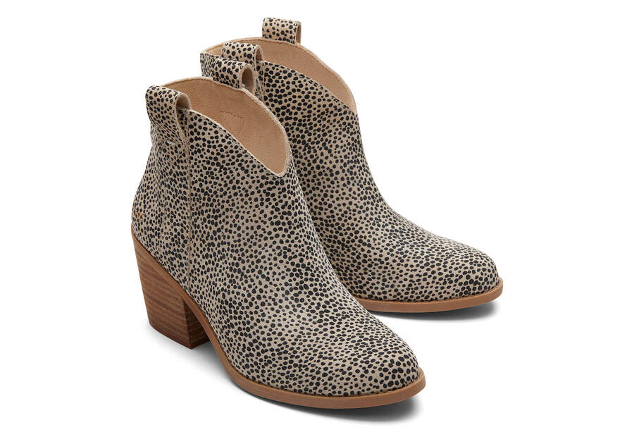 Constance Mini Cheetah Suede Heeled Boot Front View Opens in a modal
