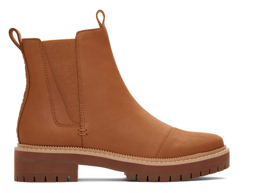 Dakota Tan Water Resistant Leather Boot Side View Opens in a modal