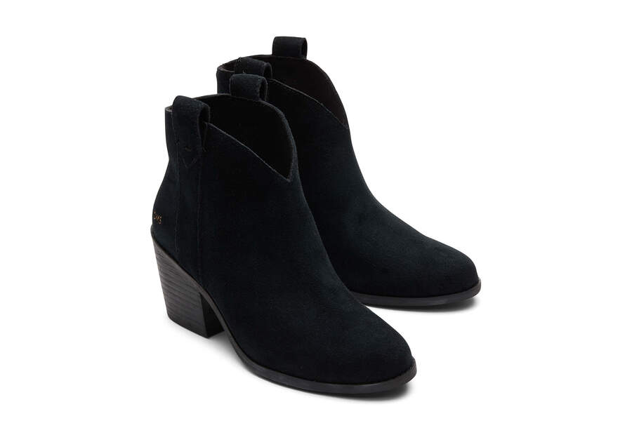 Constance Black Suede Heeled Boot Front View Opens in a modal