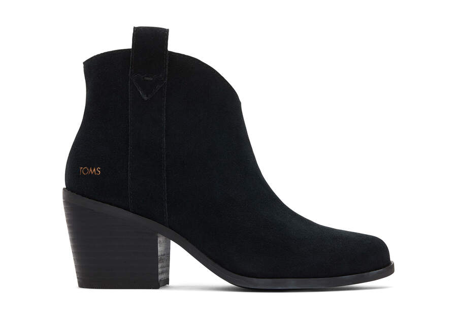 Constance Black Suede Heeled Boot Side View Opens in a modal