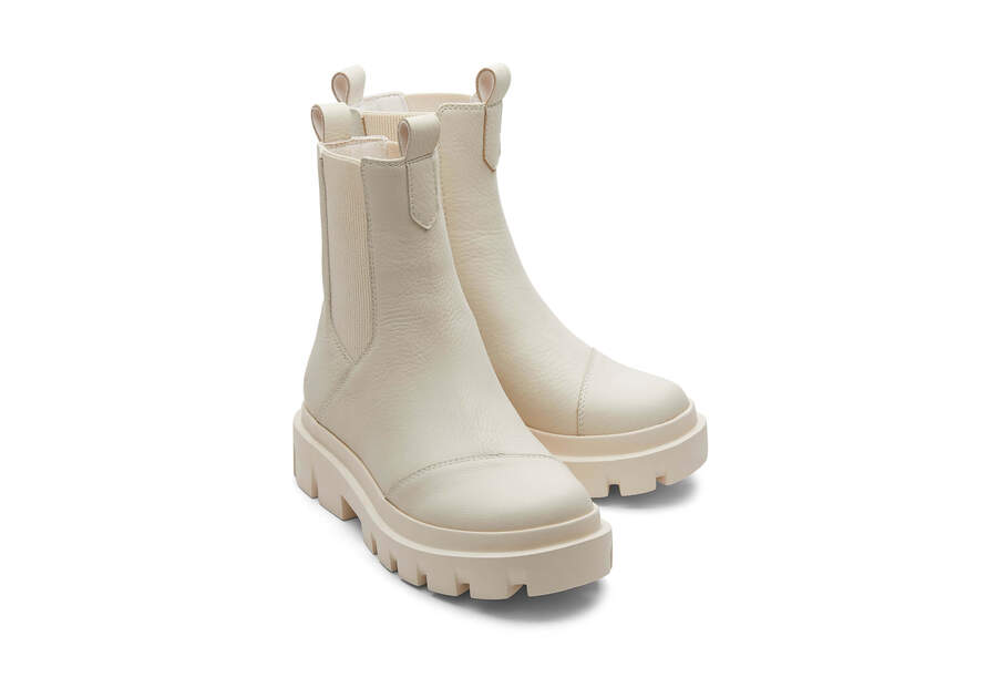 Rowan Light Sand Water Resistant Leather Boot Front View Opens in a modal