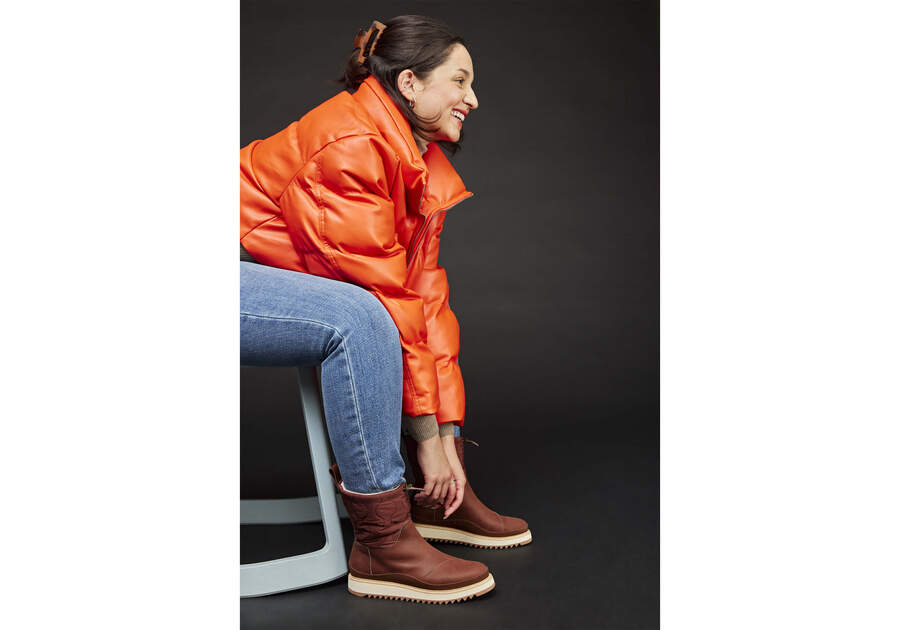 Makenna Brown Water Resistant Leather Boot Additional View 1 Opens in a modal