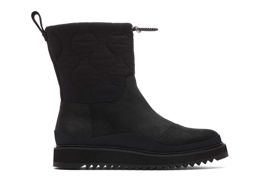 Makenna Black Water Resistant Leather Boot Side View Opens in a modal