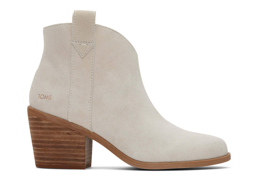 Constance Light Sand Suede Heeled Boot Side View Opens in a modal
